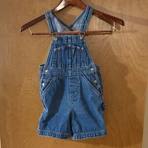 Vintage Old Navy Denim Jean Short Overalls Size Boys 2/3 Adjustable Coverall